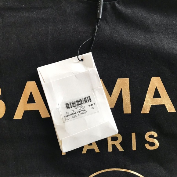Balmain Black T-Shirt with Gold Accents - Picture 2 of 2